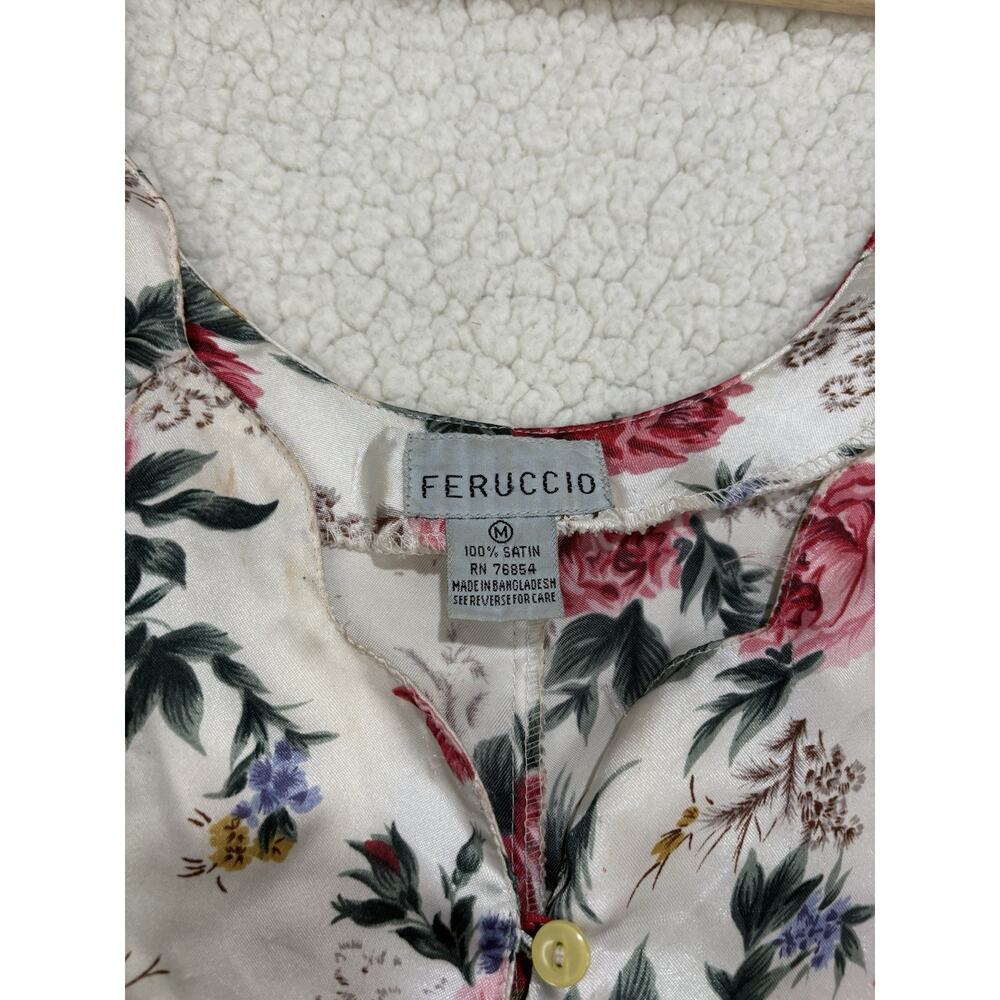 Vtg Feruccio Satin Floral Chemise Night Gown Slip Mini Dress Lingerie‎ Size M - Picture 2 of 8